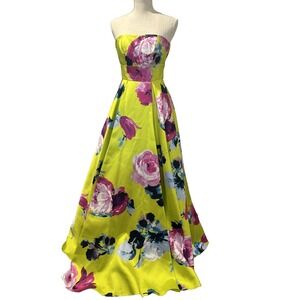 Windsor Lime Green Floral Sleeveless Dress Size 3/4 Formal Prom Pink Blue Bright